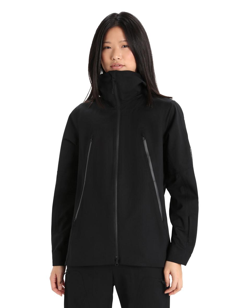 Women\'s Icebreaker Shell+™ Merino Hooded Jackets Black | CA 1293VRWD